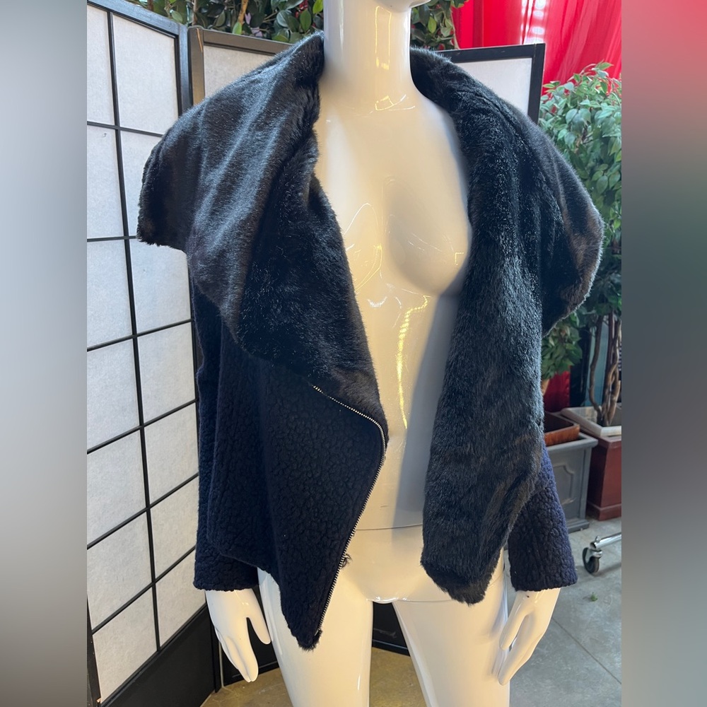 Sachin + Babi Black Coat with Fur Trim